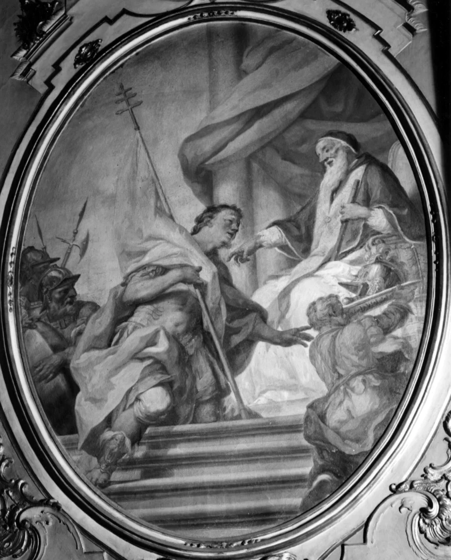 Episodi della vita di papa Pio V e angeli con i simboli della passione - Bergamo